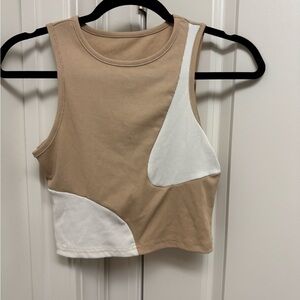 SHEIN Tan and White Colorblock Tank Top